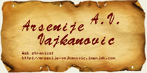 Arsenije Vajkanović vizit kartica